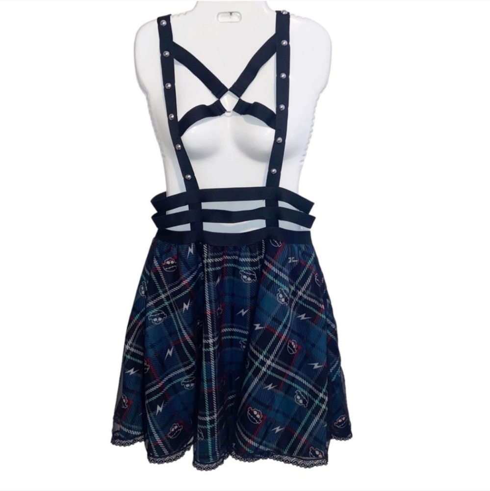 Monster High | EUC Frankie Stein Her Universe Dress Skulls Suspenders Size‎ M